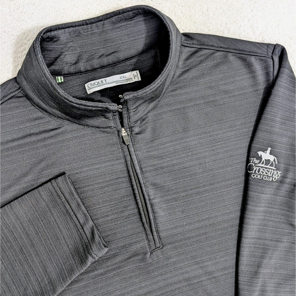 Criquet Performance 1/4‎ Zip Pullover Men 2XL Heather Black Stretchy 10% Spandex